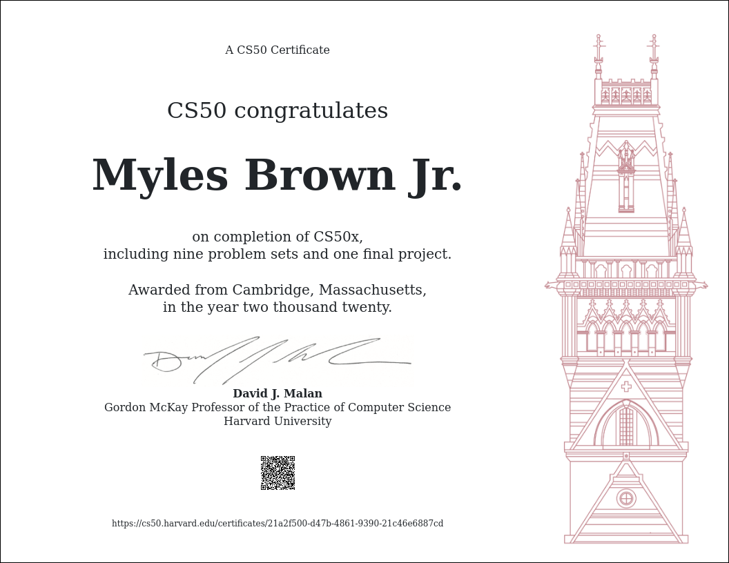 Harvard CS50 Certification